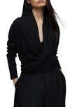 ALLSAINTS PIRATE DRAPE OPEN FRONT CASHMERE & WOOL CARDIGAN