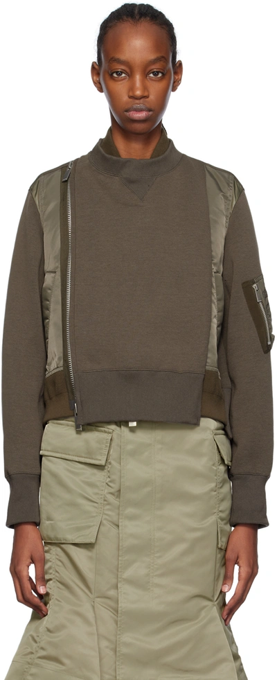 Sacai Taupe Layered Bomber Jacket In 550 Taupe