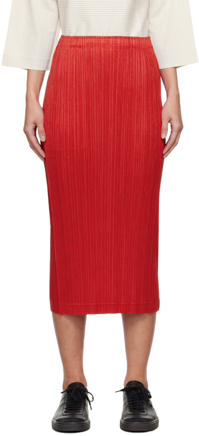 Issey Miyake Red Thicker Bottoms 1 Midi Skirt In 24 Red