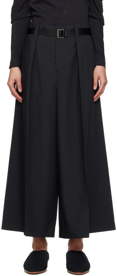 132 5. Issey Miyake Black Oblique Fold Bottoms Trousers In 15 Black