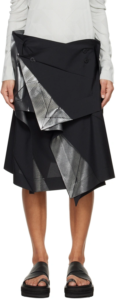 132 5. Issey Miyake Black Standard Midi Skirt In 91 Black/silver