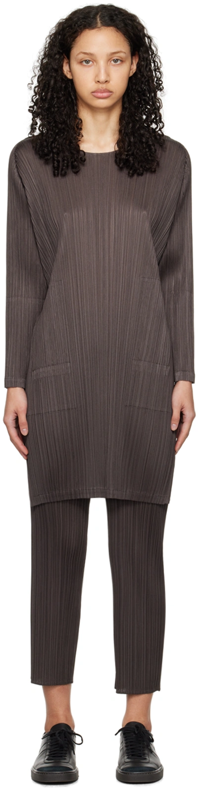 Issey Miyake Grey Monthly Colours January Minidress In 18 Charcoal Grey