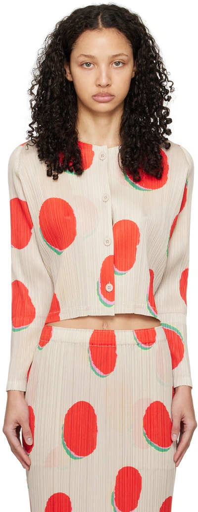 Issey Miyake Off-white & Red Bean Dots Cardigan In 24 Red