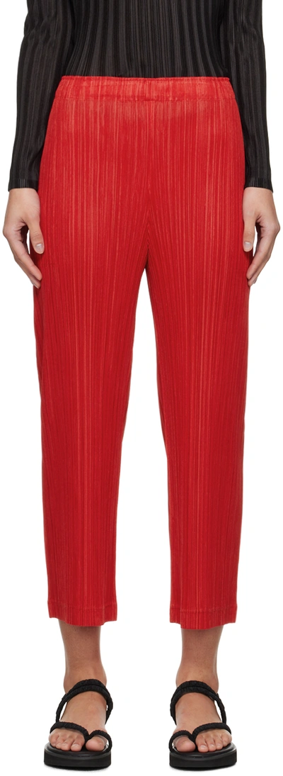 Issey Miyake Red Thicker Bottoms 1 Trousers