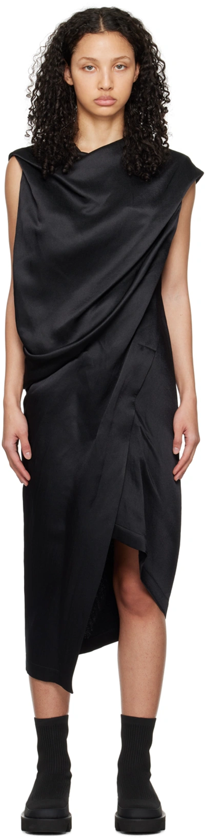 Issey Miyake Black Enveloping Midi Dress In 15-black