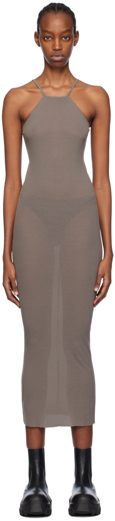 Rick Owens Gray Skorpio Midi Dress In Beige