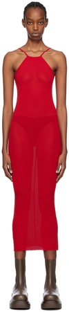 RICK OWENS RED SKORPIO MIDI DRESS