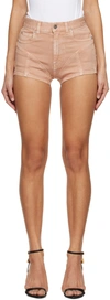 MUGLER TAN & BLACK PANELED DENIM SHORTS