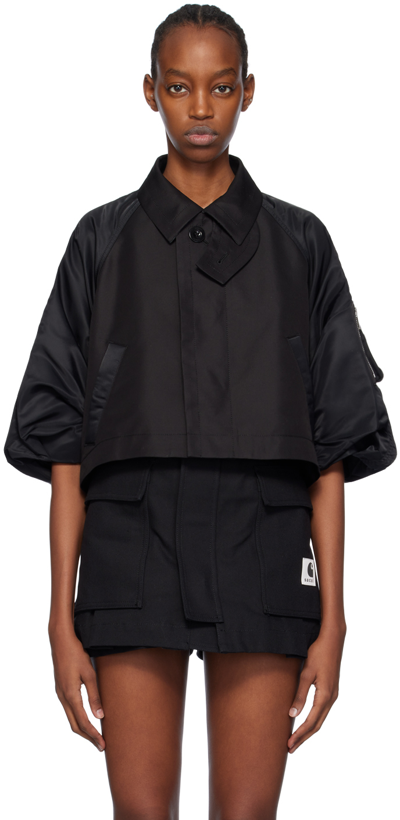 Sacai Black Paneled Jacket In 001 Black