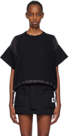 Sacai Black Paneled T-shirt In Black/black