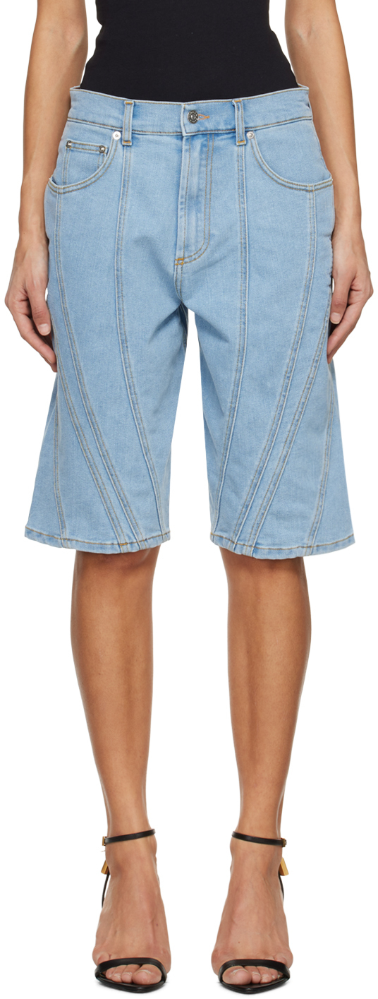 Mugler low-rise denim mini shorts - Black