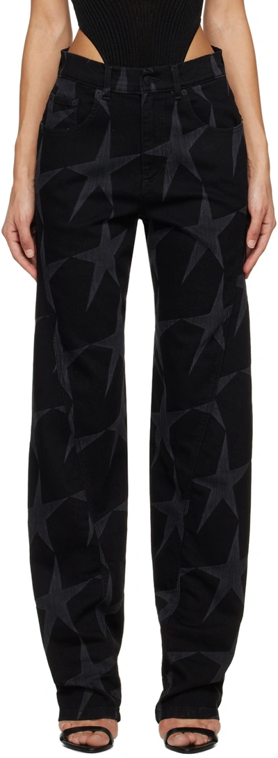 Mugler Black Star Jeans In Bbs9 Black Big Star