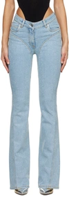 Mugler Rhinestone-embellished Flared Jeans In 2905 Light Blue