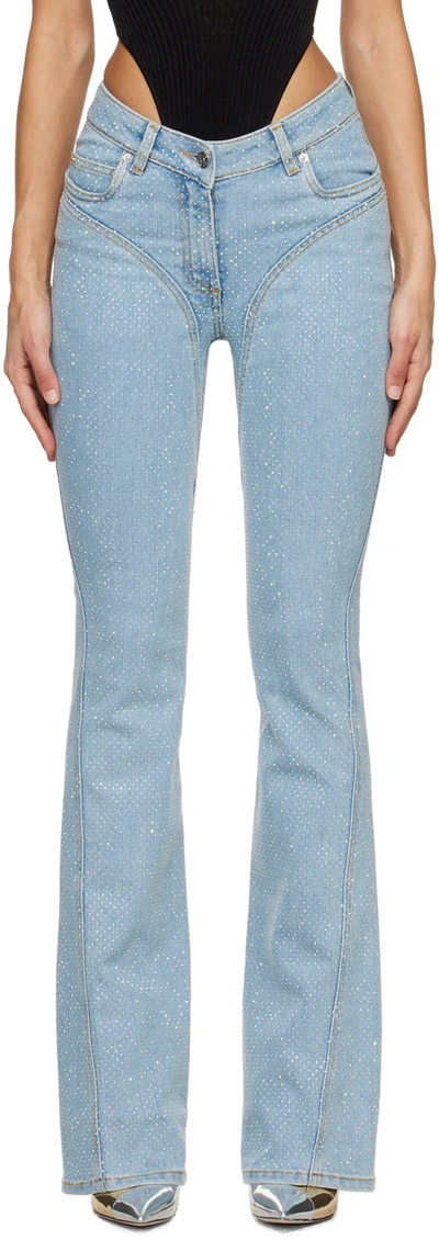 MUGLER BLUE RHINESTONE JEANS