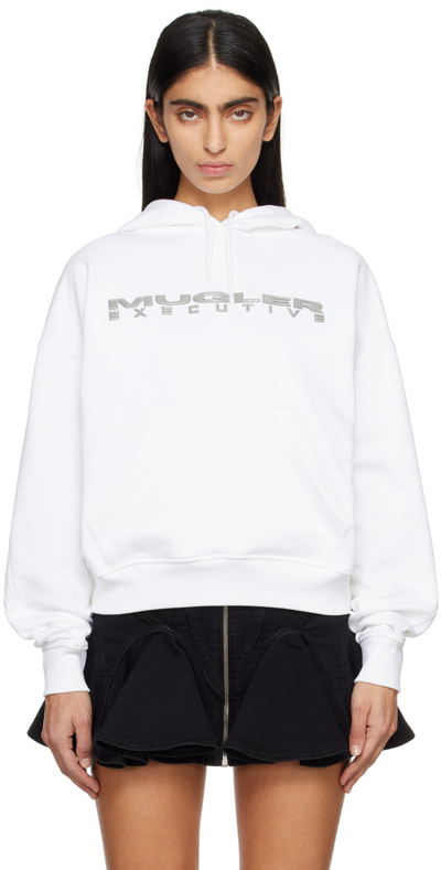 Mugler White Executive Hoodie In B1610 Warm White