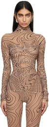 Mugler Beige Printed Turtleneck In So29 Star Print Tan