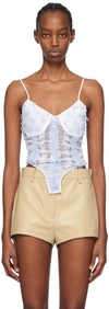 PUSHBUTTON WHITE & BLUE SHEER CAMISOLE