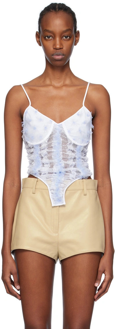 Pushbutton White & Blue Sheer Camisole