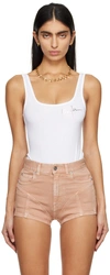 Mugler Logo-print Cotton Bodysuit In 1016 Warm White