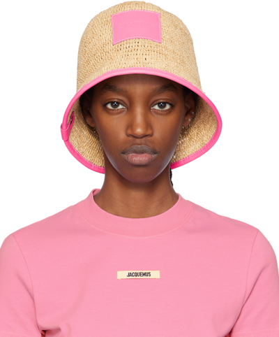 Jacquemus Fuchsia Le Bob Soli Bucket Hat In Beige