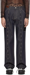 ANDERSSON BELL INDIGO PATCHWORK WAVE TUCK JEANS