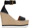 See By Chloé Black & Tan Glyn Espadrille Heeled Sandals In 999 Black