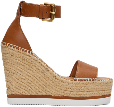 See By Chloé Tan Glyn Espadrille Heeled Sandals In 553 Tan