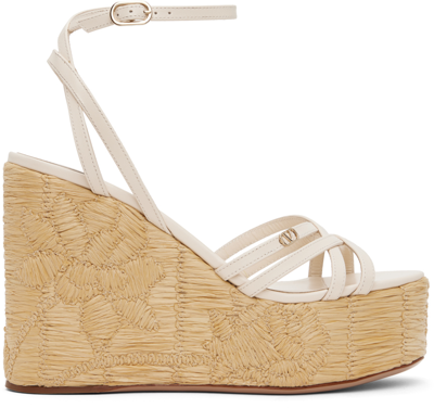 Valentino Garavani Off-white Raflower Heeled Sandals In 48n Light Ivory/nat