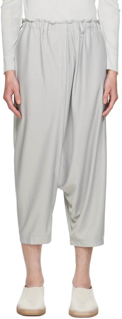 132 5. Issey Miyake Grey Seamless Bottoms Basic Trousers In 11-light Grey