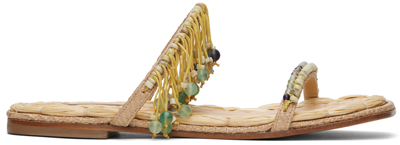 Dries Van Noten Fringed Bead-embellished Raffia Sandals In 004 Natural