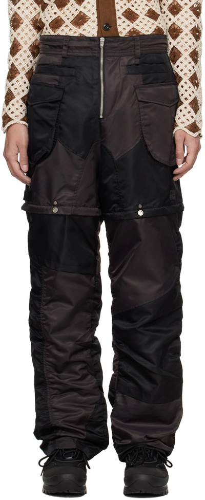 Andersson Bell Detachable Patchwork Nylon Cargo Pants In Black