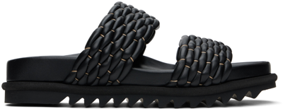 Dries Van Noten Woven Leather Dual-band Comfort Sandals In Black