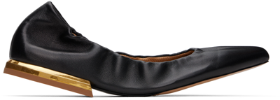 Dries Van Noten Black Leather Ballerina Flats In 900 Black