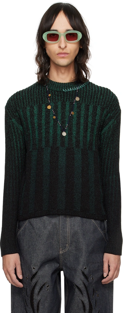 Andersson Bell Black & Green Woosoo Sweater In Black/green