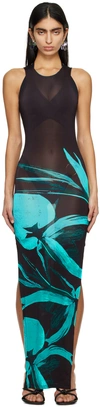 LOUISA BALLOU BLACK & BLUE SEA BREEZE MAXI DRESS