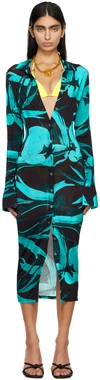 Louisa Ballou Floral-print Jersey Maxi Dress In 5042 Turquoise Flowe