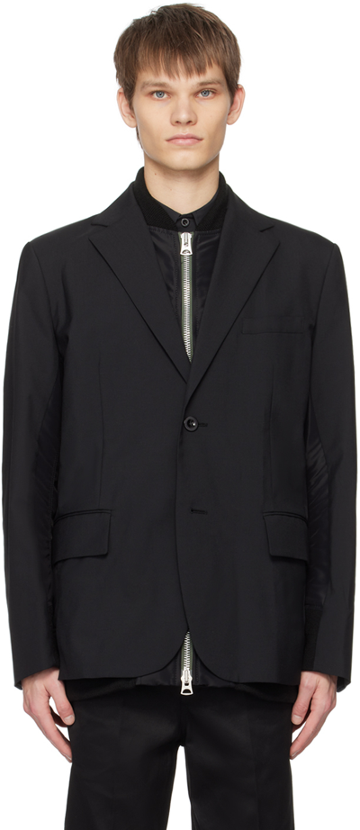 Sacai Black Paneled Blazer In 001 Black