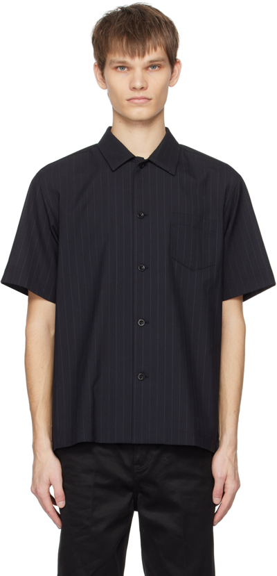 Sacai Navy Stripe Shirt In 201 Navy