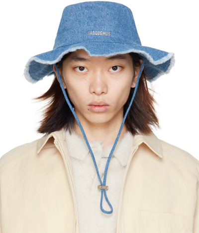 Jacquemus Le Bob Artichaut Frayed Expedition Hat In Blue