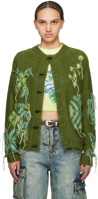 Andersson Bell Green Macaron Cardigan In Khaki