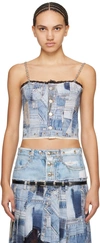 Andersson Bell Blue Trompe L'œil Denim Tank Top In Blue