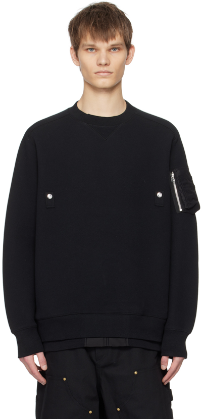 Sacai Layered Jersey Sweatshirt In Black