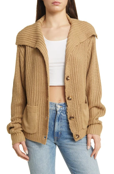 Petal And Pup Amelia Oversize Cardigan In Camel