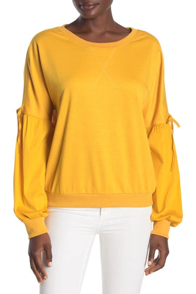 Forgotten Grace Poplin Sleeve Sweatshirt In Mustard