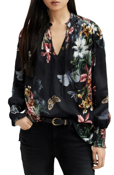 Allsaints Mari Sanibel Floral Print Shirt In Black