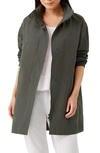 Eileen Fisher Hooded Stand Collar Coat In Grove