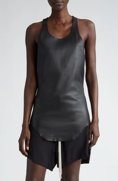 Rick Owens Leather Tank In Black