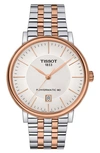 Tissot Carson Premium Powermatic Lady Bracelet Watch, 40mm In Silver/ Rose Gold