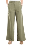 Max Studio Zip Front Linen-blend Pant In Olive