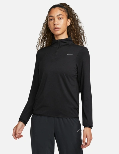 Nike Dri-fit Swift Element Uv 1/4-zip Running Top In Black/white
